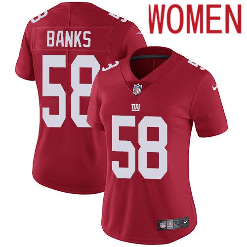 Women New York Giants 58 Carl Banks Nike Red Vapor Limited NFL Jersey